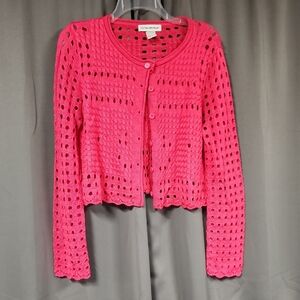Cotton Emporium Fuchsia Open-Knit Cardigan